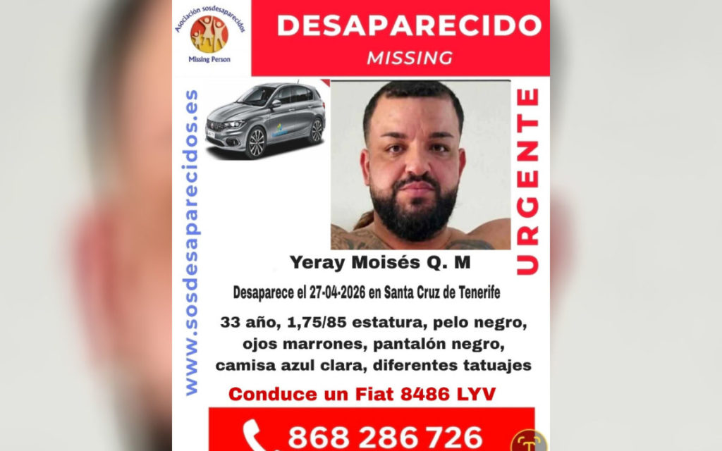 Yeray Moisés, desaparecido en Tenerife. | SOS Desaparecidos