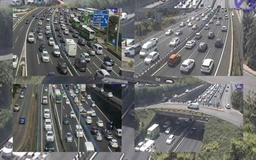 Atasco en la TF-5 por un accidente múltiple a la altura de Padre Anchieta