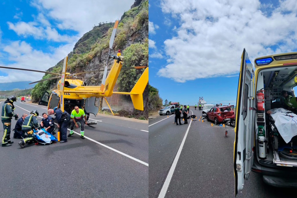 Aparatoso accidente en la TF-5: una mujer en estado crítico trasladada en helicóptero
