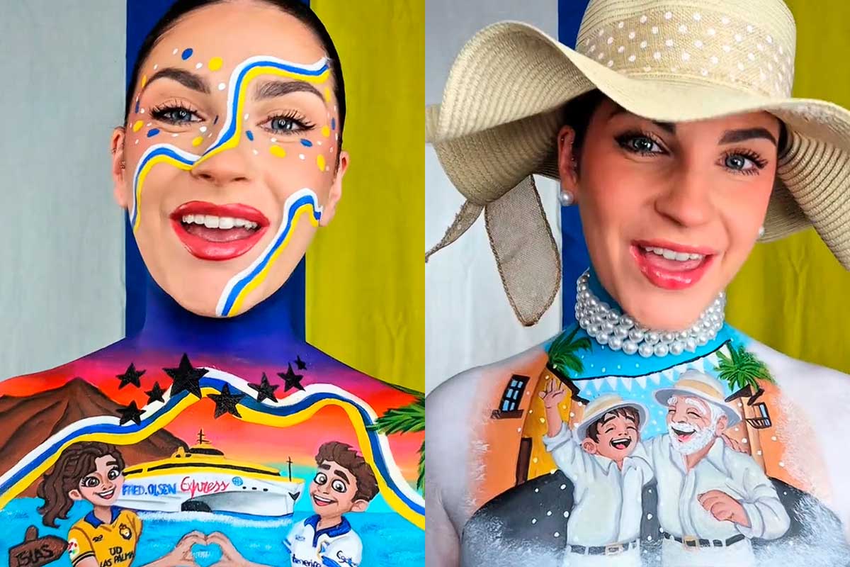 Paula Mateos emociona a las redes con un emotivo 'bodypainting' por el Día de Canarias