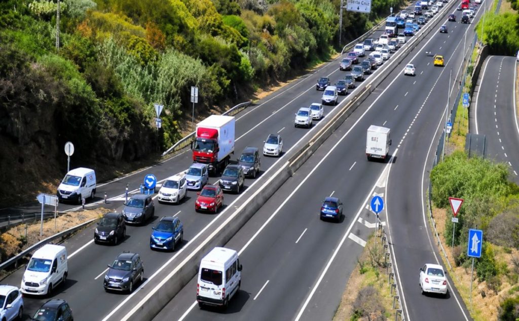 Retenciones en la autopista TF-5, en sentido La Laguna, captadas por las cámaras de tráfico del Cabildo de Tenerife