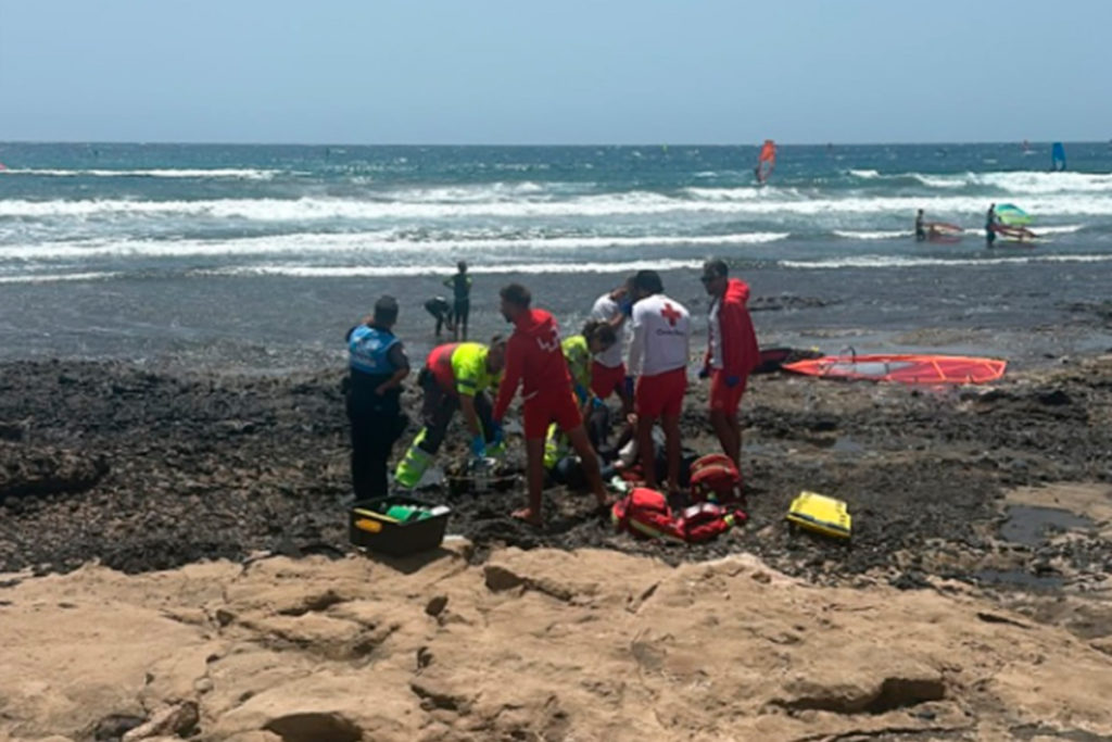 Lifeguards Save Injured Windsurfer at Granadilla de Abona Beach