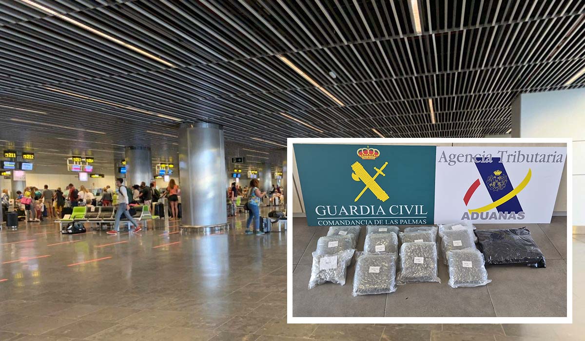 Su actitud le delató: pillado en el Aeropuerto de Gran Canaria con 8 kilos de marihuana en la maleta