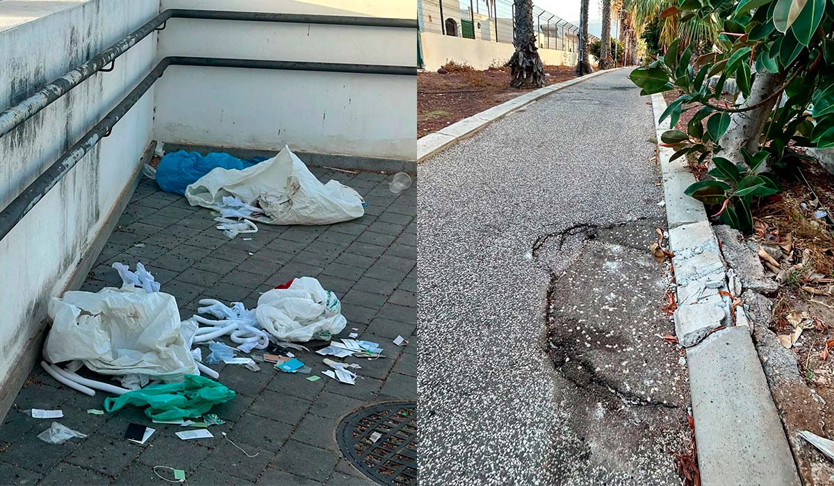 Basura, pavimentos rotos y registros abiertos: denuncian el deterioro de más de 10 paseos en Playa de Las Américas