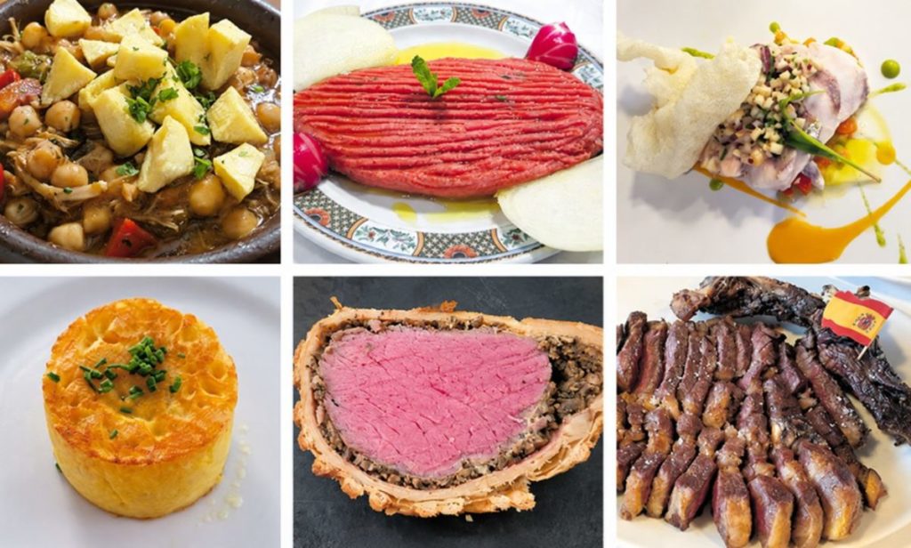 Platos de la Taberna Ramón, el Líbano, San Sebastián, El Aguarde, Nielsen y Etéreo.