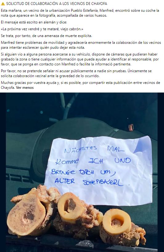 La denuncia pública en el grupo de Facebook 'chayofa people'. Facebook
