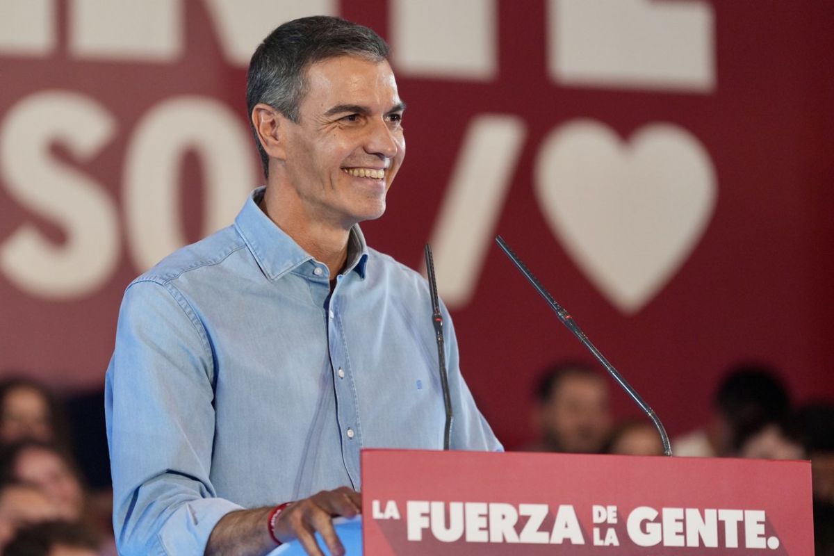 El presidente del Gobierno, Pedro Sánchez, durante un acto político de precampaña. | EP