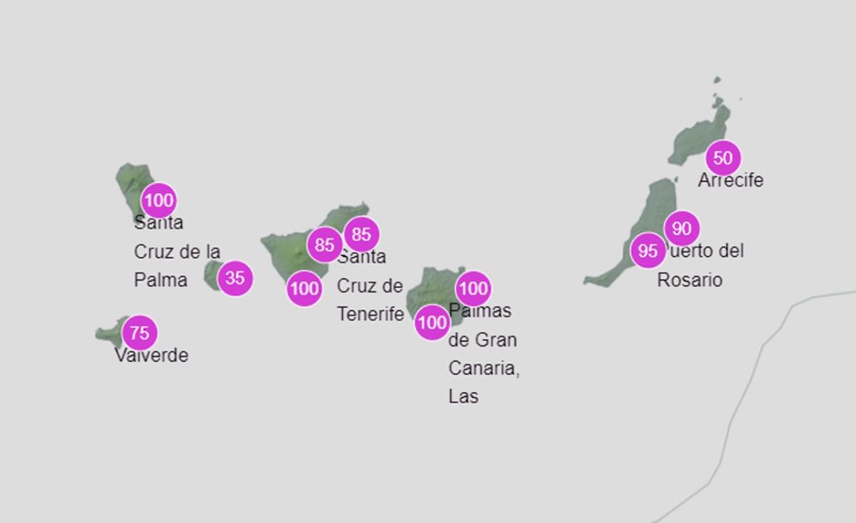 La Aemet revela dónde hay hasta un 100% de probabilidad en sus estaciones en Canarias
